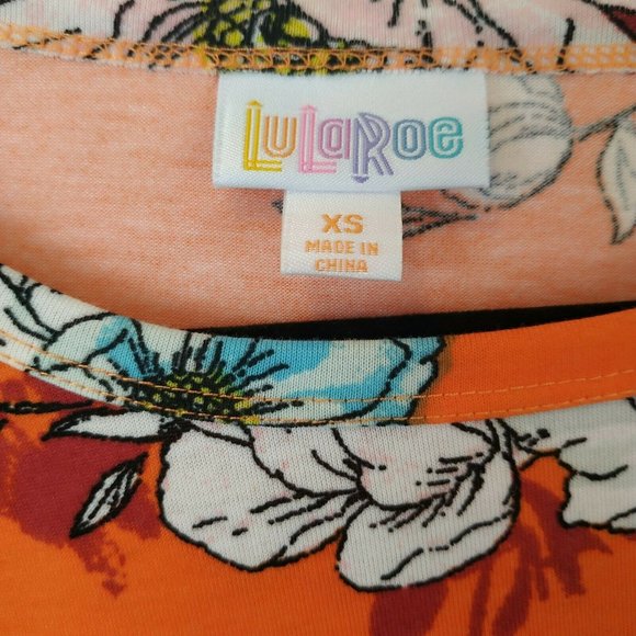 LuLaRoe Irma Tunic XS hi low Top Orange Floral - Picture 3 of 5